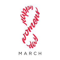 Happy Womens Day. 8 March. Illustration with premium lettering.
