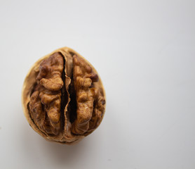 Walnut close - up isolated on a white background.