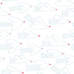 Flying white bird spring illustration pattern