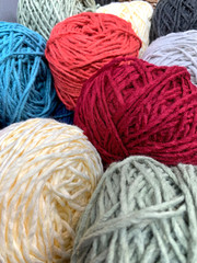 Balls of Colorful Wool in a Haberdashery