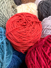 Balls of Colorful Wool in a Haberdashery