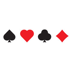 playing Card Suits Object symbol set on white background