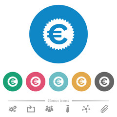 Euro sticker flat round icons