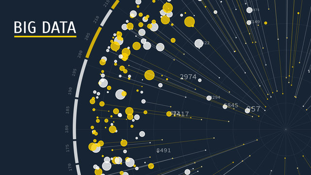 Vector abstract big data visualization. Complex data concept. Abstract information diagram. Visual big data analysis. Science technology background.