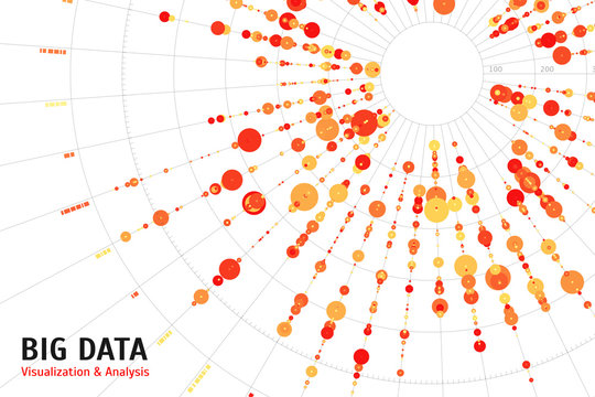 Big data concept visualization. Abstract data diagram. Complex information radial representation. Visual big data analysis. Science background.