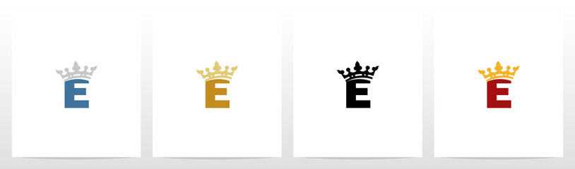  Royal Crown On Letter Logo Design E