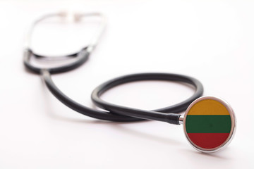 Lithuania healthcare concept. Medical stethoscope with country flag