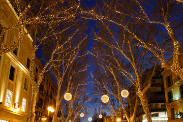 Christmas illumination on Passeig del Born street