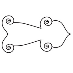 decorative arrow with monograms, outline drawing, isolated object on a white background,