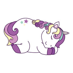 cute unicorn sleeping with stars decoration vector illustration design