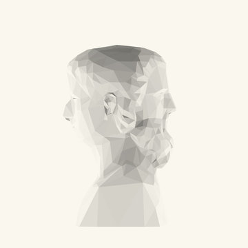 Isolated White Two-faced Janus, Greek God of Time on Light Background. Low Poly Vector 3D Rendering