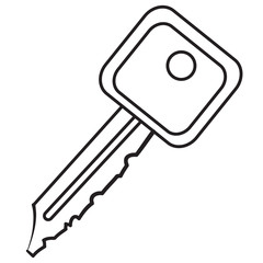classic key in outline, isolated object on a white background, vector illustration