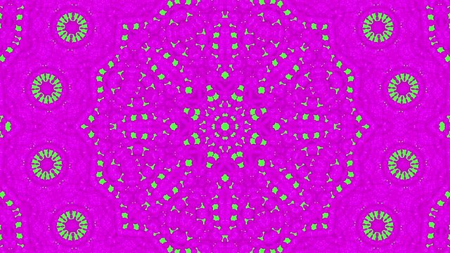 3d Looped abstract ornate decorative background. Hypnotic trendy purple colored kaleidoscope.