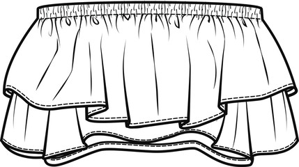 Strapless top fashion flat sketch