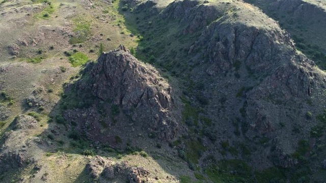 Aerial photography drone Flight over rocks, mountain landscape. 4k