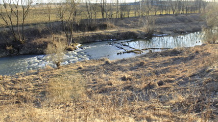 landscape with river in winter