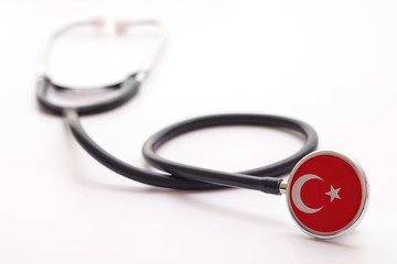 Turkey healthcare concept. Medical stethoscope with country flag