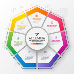 Vector heptagon element for infographic,Business concept with 7 options.