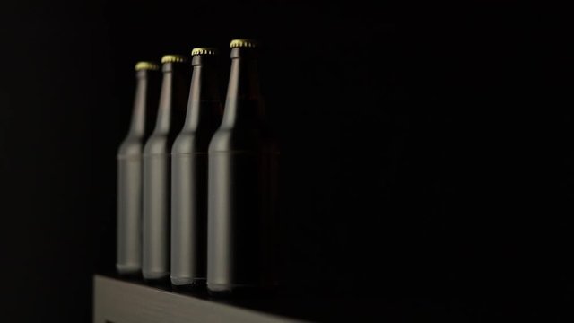 Beer bottles on bar counter