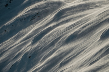 windy blowing snow on mountain