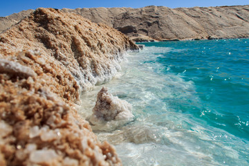 Siwa Oasis desert salt lake, Egypt 