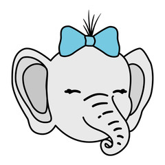 face of cute elephant animal isolated icon vector illustration design