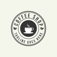 Coffee shop logo design template. Retro coffee emblem. Vector