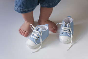 Blue first baby shoes