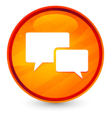 Fototapeta premium Chat bubble icon glassy orange round button illustration