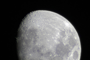 Moon through telescope. Big magnification