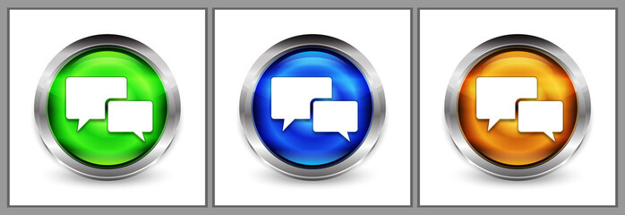 Chat bubble icon modern eyeball round button set illustration