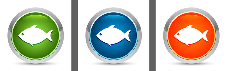 Fish icon modern design round button set illustration