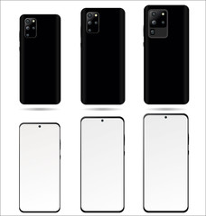 Realistic smartphone with blank screen isolated cell phone mockup