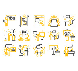 Business presentation line icons. 