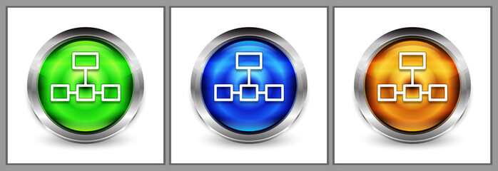Network connections icon modern eyeball round button set illustration