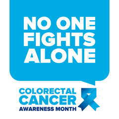 Colorectal Cancer Awareness Month. Celebrate annual in March. Control and protection. Prevention campaign. Medical health care concept. Poster with blue ribbon. Banner, background. Vector illustration