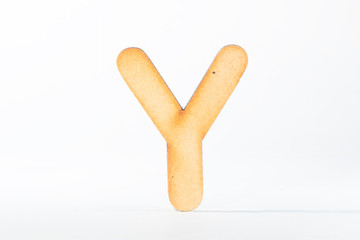 wooden alphabet letters on white background