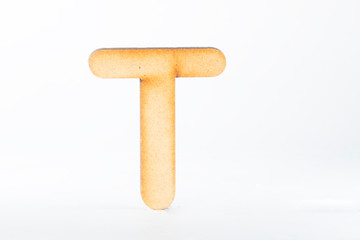 wooden alphabet letters on white background