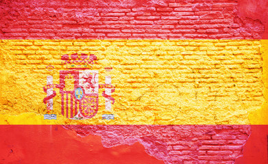Spain spanish flag painted on a walll, background, texture.