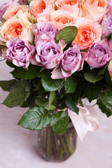 bouquet of hybrid tea roses and floribunda