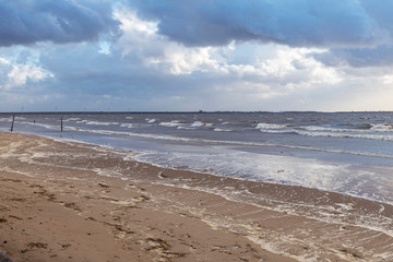 Fototapeta na wymiar high water due to climate change in rockanje at the north sea
