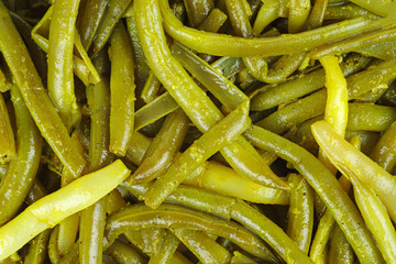 Appetizer: spicy marinated wax beans.