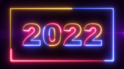 2022 new year colorful signboard in red, blue and yellow