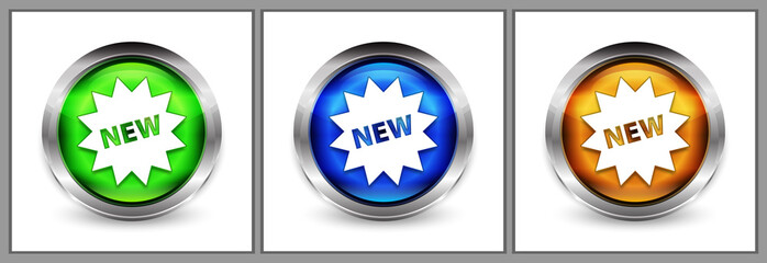 New star badge icon modern eyeball round button set illustration