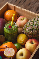 Fresh raw fruit ingredients for a perfect smoothie