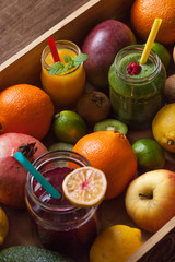 Fresh raw fruit ingredients for a perfect smoothie