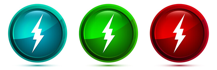 Lightning icon elegant round button set illustration