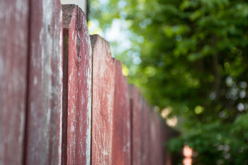 fence on wooden background of blue sky