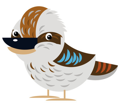 recommend clip art: Cartoon australian animal bird kookaburra on white background illustration