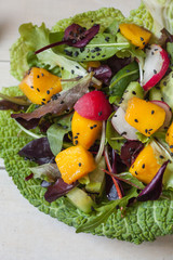 Raw food salad close up